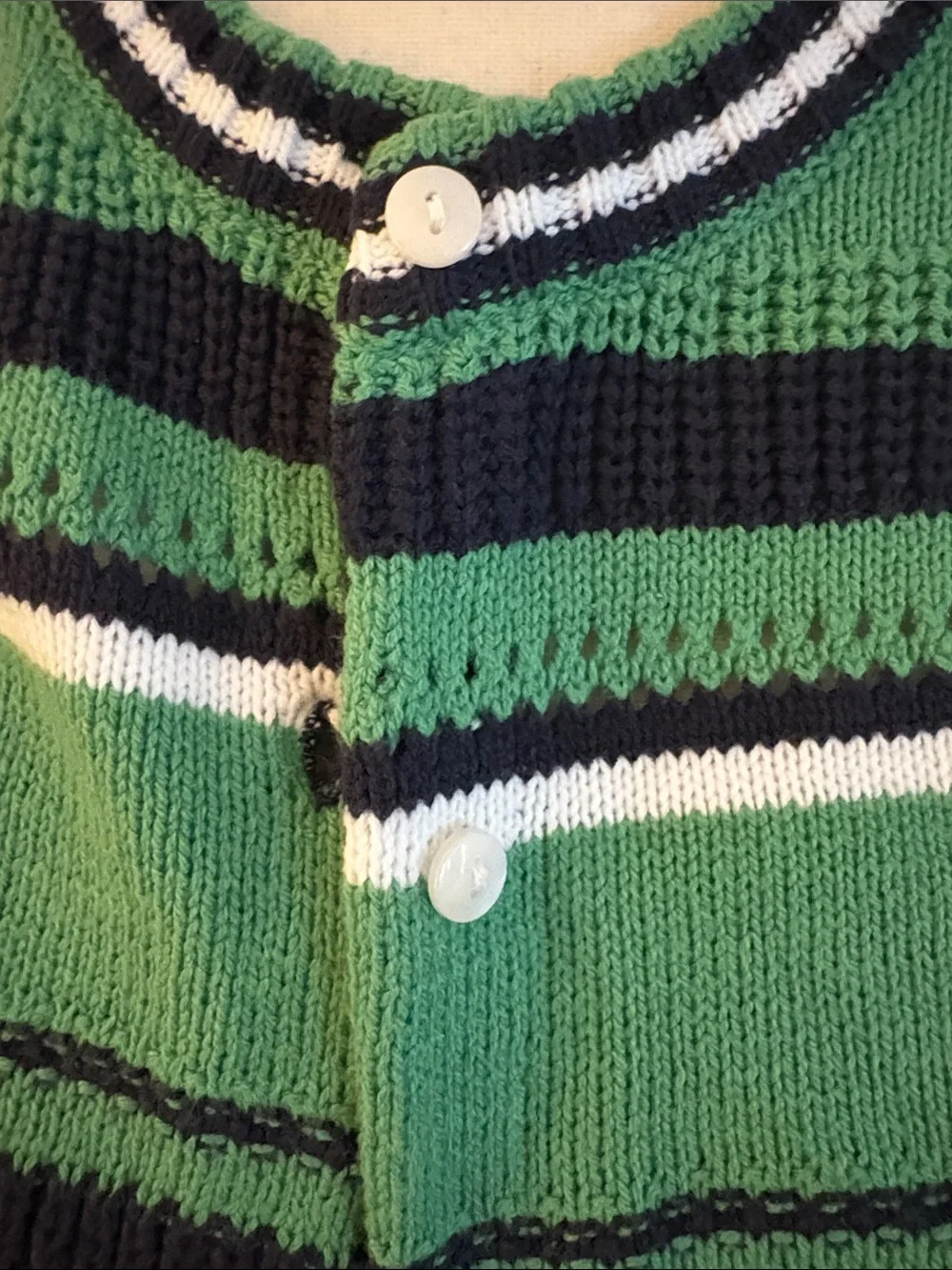 Striped Green and Black Knit Cardigan Set - Women Sweater